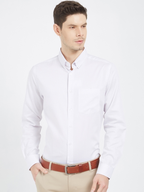 

EQUINOX Men White Slim Fit Checked Formal Shirt