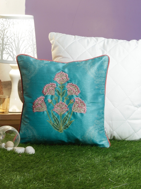 

Living Essence Blue & Pink Embroidered Square Cushion Cover
