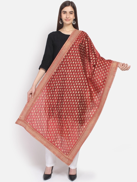 

amraoo Red & Gold-Coloured Printed Dupatta