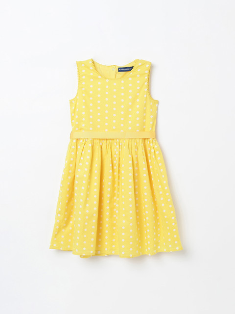

Fame Forever by Lifestyle Girls Yellow Polka Dots Printed Fit and Flare Dress