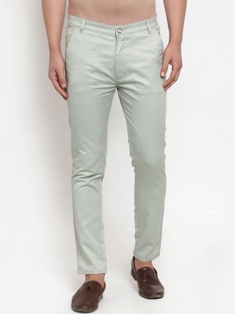 

JAINISH Men Green Smart Slim Fit Solid Regular Trousers