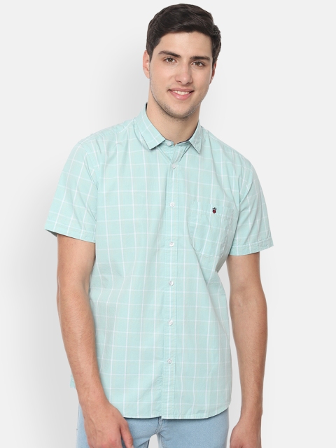 

Louis Philippe Jeans Men Green & White Slim Fit Checked Casual Shirt