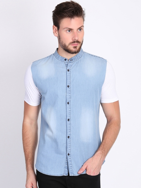 LA LOFT Men Blue Regular Fit Solid Casual Shirt