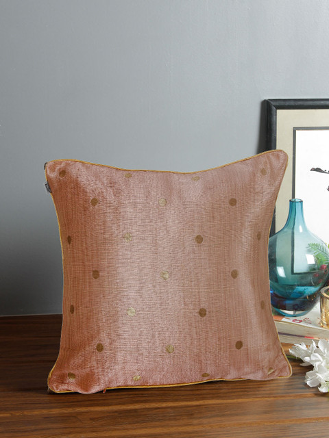 

Living Essence Peach-Coloured Single Geometric Square Cushion Covers