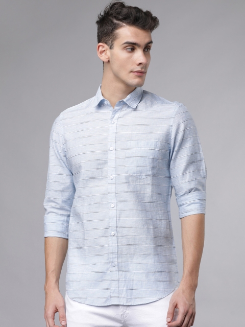 

HIGHLANDER Men Blue Slim Fit Striped Casual Shirt
