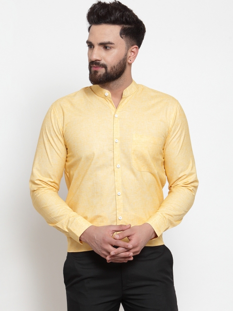 JAINISH Men Yellow Classic Regular Fit Solid Formal Shirt