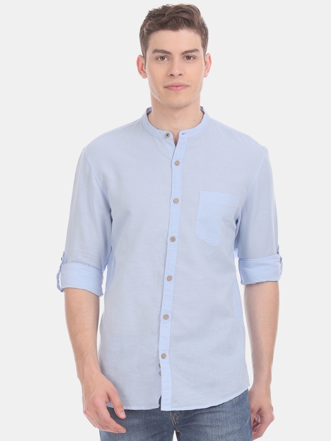 

Cherokee Men Blue Regular Fit Solid Casual Shirt