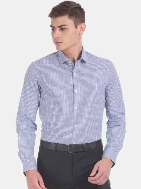 

Excalibur Men Blue Slim Fit Checked Formal Shirt
