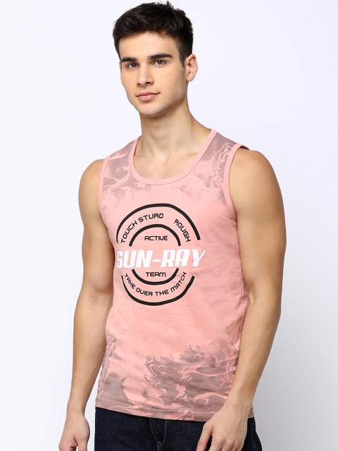 

Maniac Men Pink Printed Round Neck T-shirt
