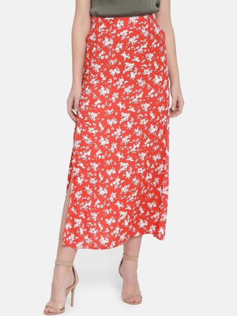 

ISU Women Red & Off-White Printed A-Line Maxi Skirt