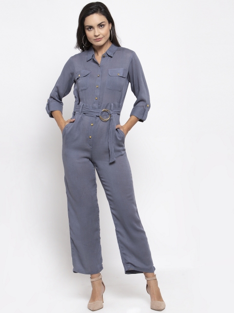 

Jompers Women Grey Solid Basic Jumpsuit