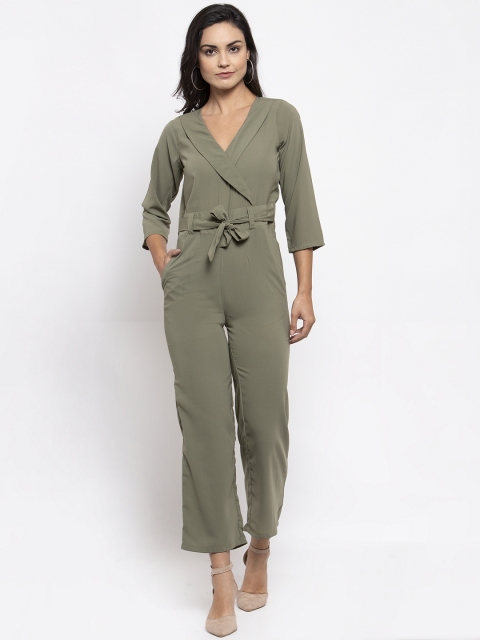 

Jompers Women Olive Green Solid Basic Jumpsuit
