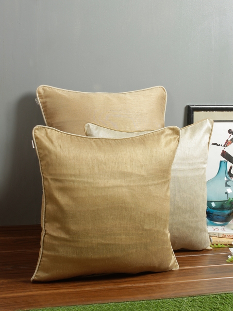 

Living Essence Beige & Off-White Set of 3 Solid Square Cushion Covers
