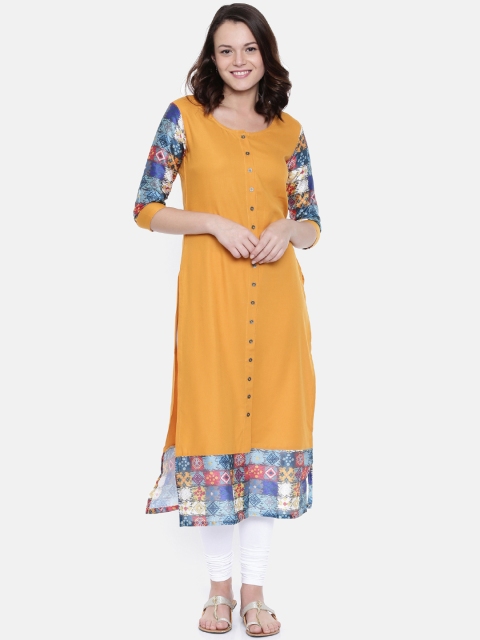 

Rasada Women Yellow Solid Straight Kurta