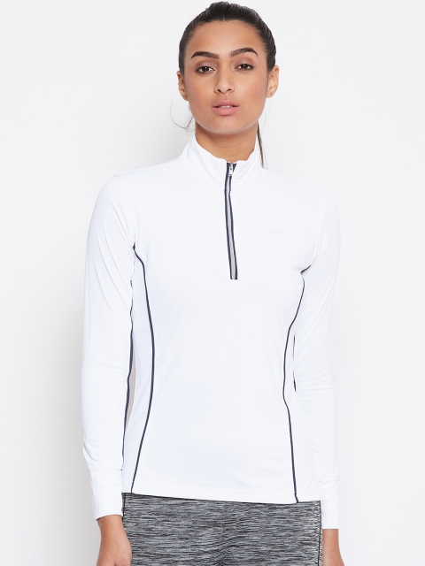 

JUMP USA Women White Solid High Neck T-shirt