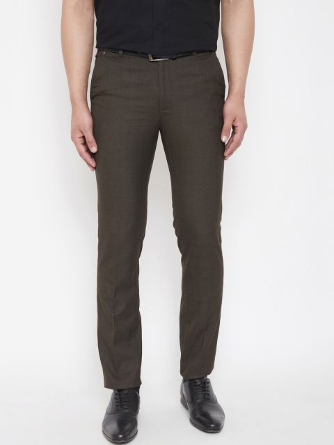 

Canary London Men Brown Smart Slim Fit Solid Regular Trousers