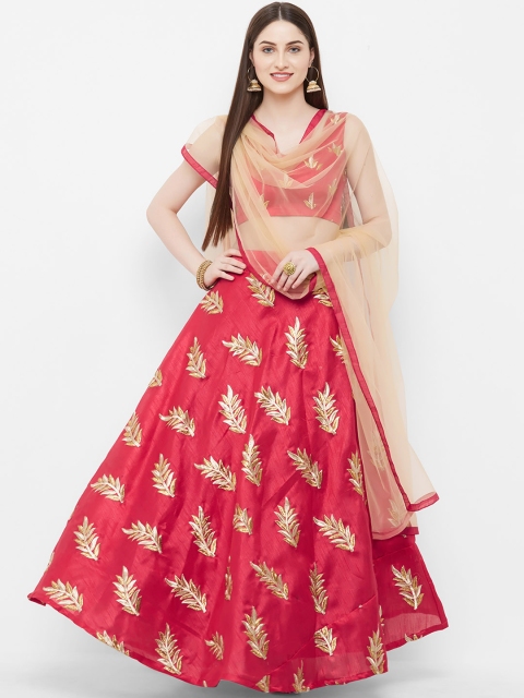 

Aasvaa Pink Semi-Stitched Lehenga & Unstitched Blouse With Dupatta