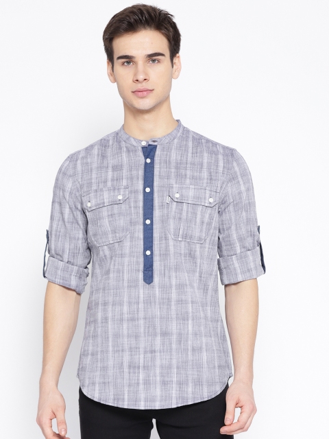 

LA LOFT Men Grey Regular Fit Checked Casual Shirt