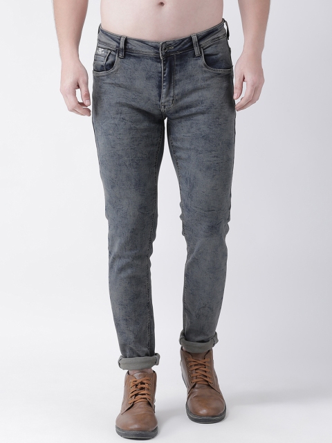 Rex Straut Jeans Men Grey Slim Fit Mid-Rise Clean Look Jeans