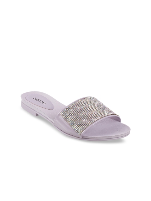 

Metro Women Lavender Embellished Open Toe Flats