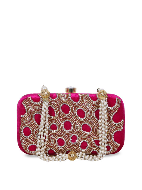 

Diwaah Women Red Embellished Box Clutch