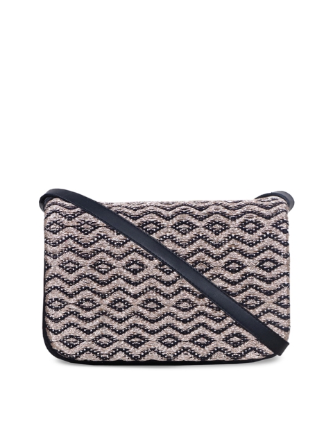 

Diwaah Navy Blue & Silver-Toned Embellished Hand-Made Sling Bag