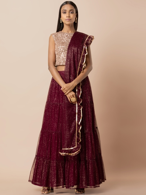 

INDYA Maroon Embellished Dupatta