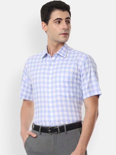 

Van Heusen Men Blue & White Regular Fit Checked Formal Shirt