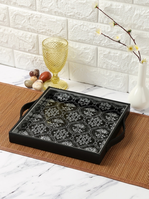 

India Circus by Krsnaa Mehta Black & White Printed Leather Tray