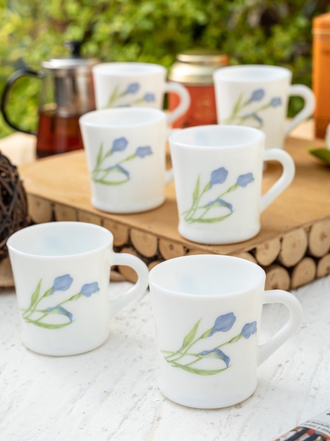 

Laopala Unisex Set of 12 White Printed Opalware Tea Coffee Mugs