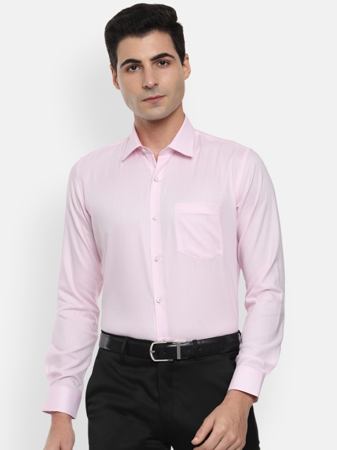 

Van Heusen Men Pink Slim Fit Self Design Formal Shirt