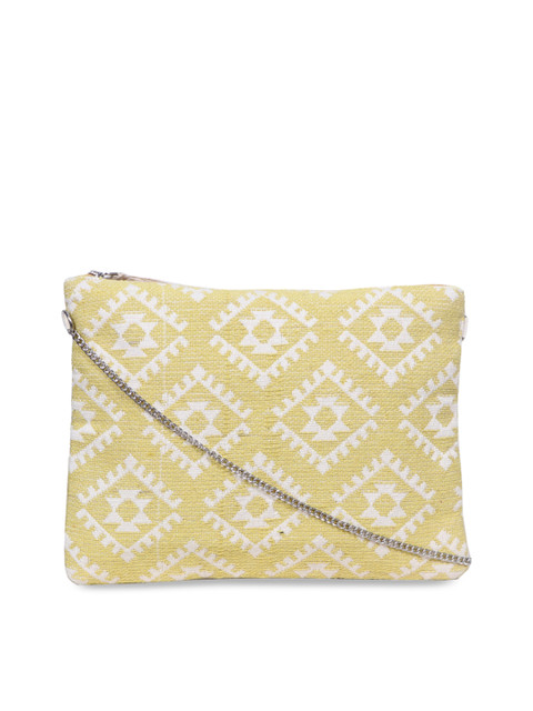 

Diwaah Yellow & White Printed Sling Bag