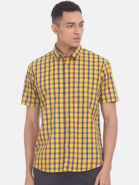 

Ruggers Men Yellow & Blue Regular Fit Checked Casual Shirt