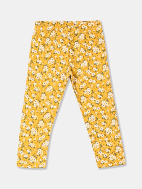 

Donuts Infant Girls Yellow & White Floral Printed Leggings