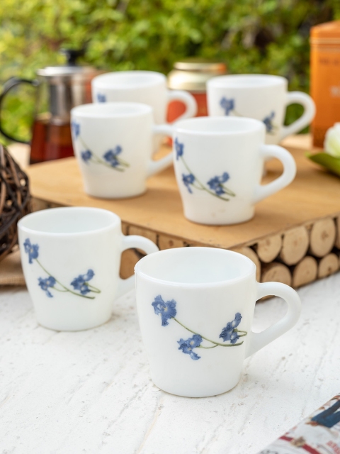 

Laopala White & Blue Set Of 12 Printed Opalware Cups Set