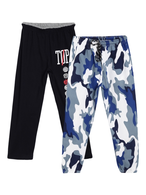 

SWEET ANGEL Boys Pack of 2 Printed Straight-Fit Track Pants, Navy blue