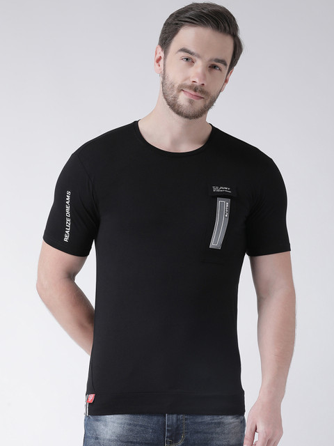 

Rex Straut Jeans Men Black Printed Round Neck T-shirt