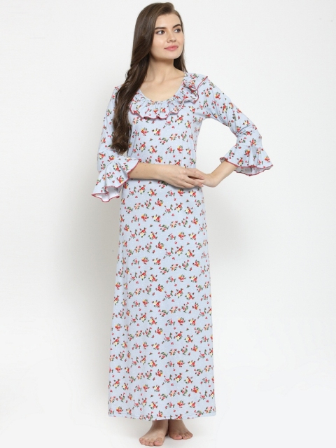 

Claura Blue & Red Printed Nightdress