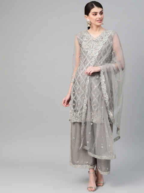 

Ishin Women Grey Unstitched Dress Material