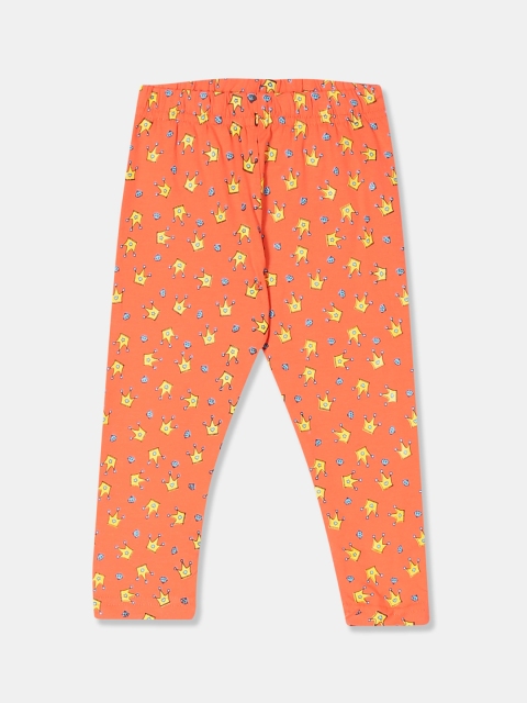 

Donuts Infant Girls Orange & Yellow Crown Printed Leggings