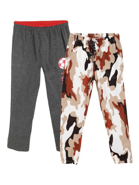

SWEET ANGEL Boys Pack of 2 Printed Straight-Fit Track Pants, Charcoal