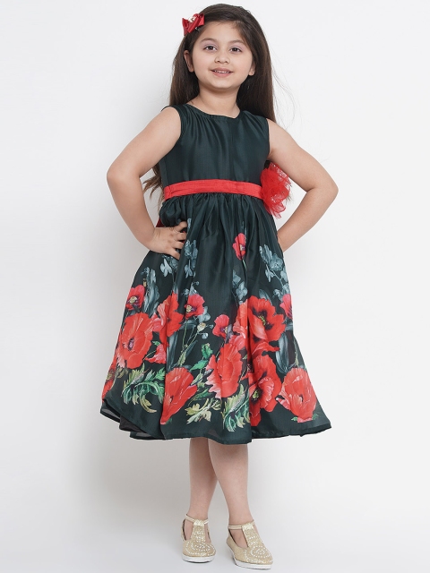 

Bitiya by Bhama Girls Green Printed Fit and Flare Dress