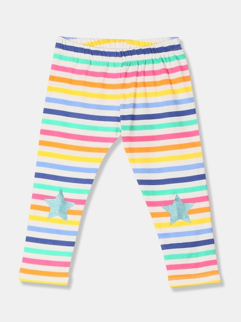 

Donuts Infant Girls Multicoloured Striped Ankle-Length Leggings, Multi