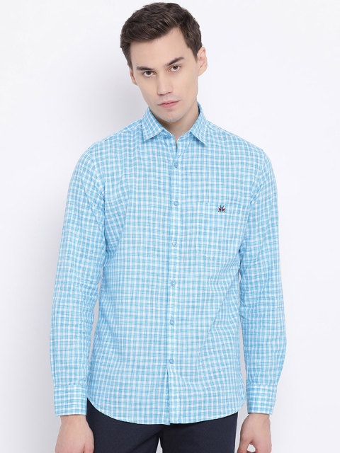 

Crimsoune Club Men Blue & White Slim Fit Checked Casual Shirt