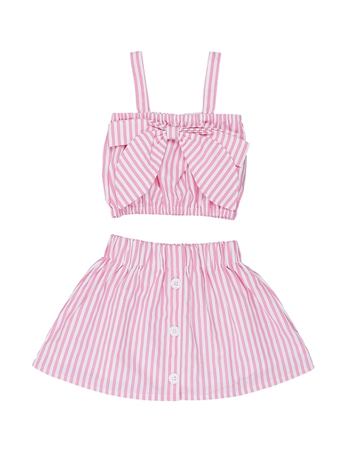 

oui oui Girls Pink Striped Top with Skirt