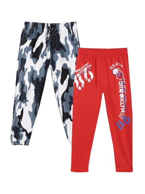 

SWEET ANGEL Boys Pack of 2 Printed Straight-Fit Track Pants, Red