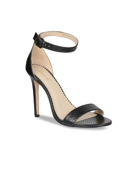 

Saint G Women Black Textured Leather Heels