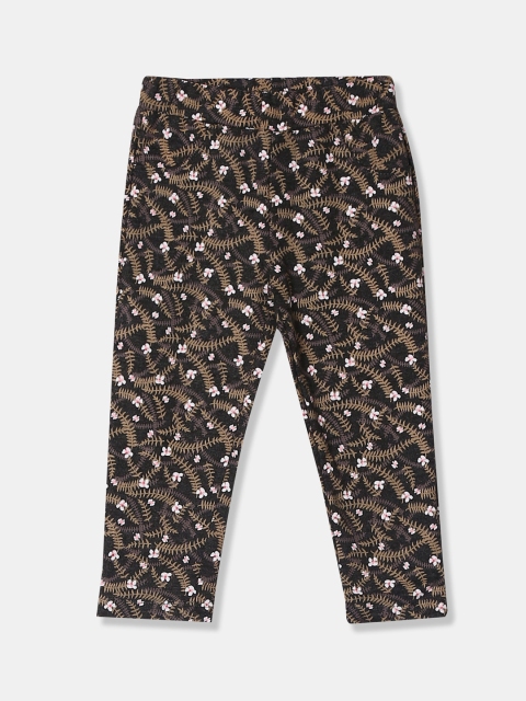 

Donuts Infant Girls Black & Brown Printed Ankle-Length Leggings