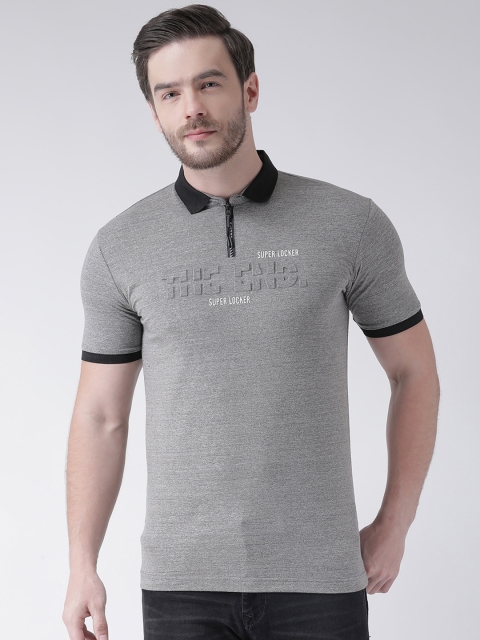 

Rex Straut Jeans Men Grey Printed Polo Collar T-shirt