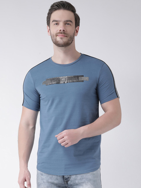 

Rex Straut Jeans Men Blue Printed Round Neck T-shirt